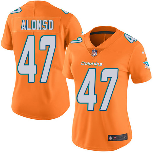 Nike Miami Dolphins #47 Kiko Alonso Orange Women Stitched NFL Limited Rush Jersey->women nfl jersey->Women Jersey